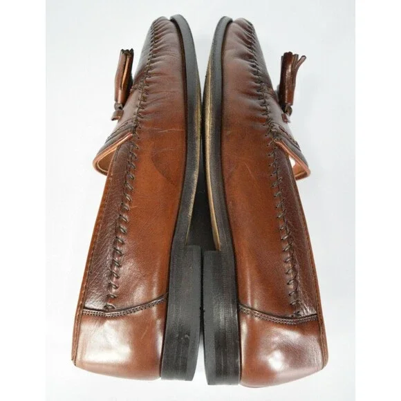 Brass Boot Size 9 Brown Leather Tassel Loafer Moccasin Dress Shoes SPAIN - Picture 9 of 11